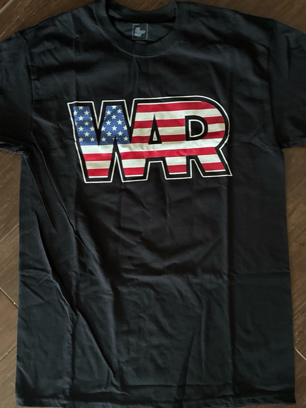 NWOT WAR band Tshirt. Black Graphic Tee with American Flag '